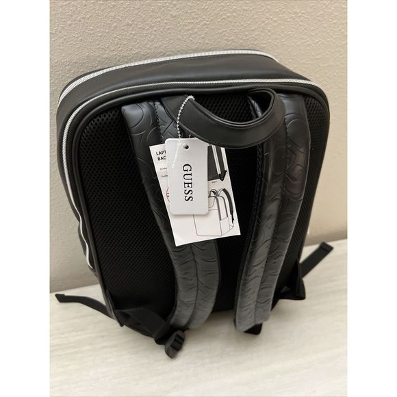 Guess Los Angeles KAMRI Travel Laptop Backpack Black Signature Embossed NWT - Picture 7 of 15